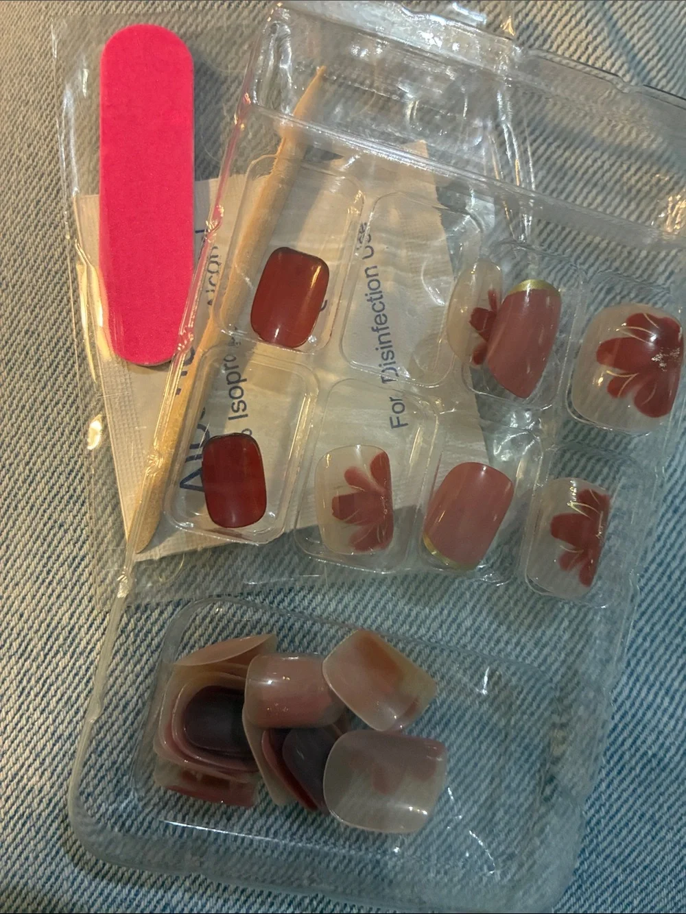 🖍️ Women’s Press-On Nails – Rose Floral Pink Set